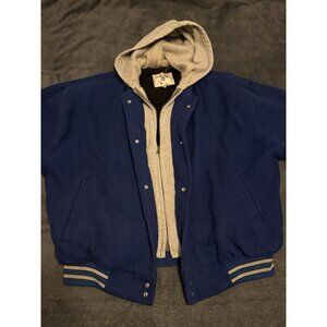 Vintage Spalding Wool Blend Varsity Bomber Coat Large Heavy XL Lined VTG 80s